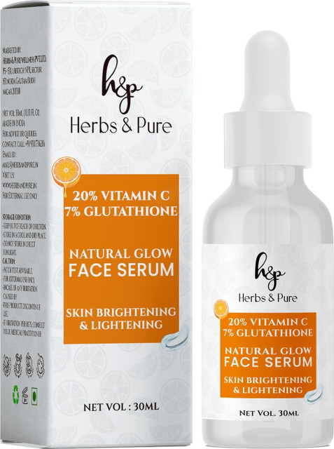 Herbs & Pure Natural Glow Face Serum with 20% Vitamin C & 7% Glutathione  Price in India - Buy Herbs & Pure Natural Glow Face Serum with 20% Vitamin  C & 7%