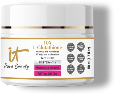 best glutathione face cream IT Pure Beauty 10x L-Glutathione Face Cream For Skin Firming And Whitening Price in India