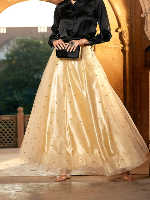 slim fit dress slacks Gold Pleated Midi Skirt main image 0
