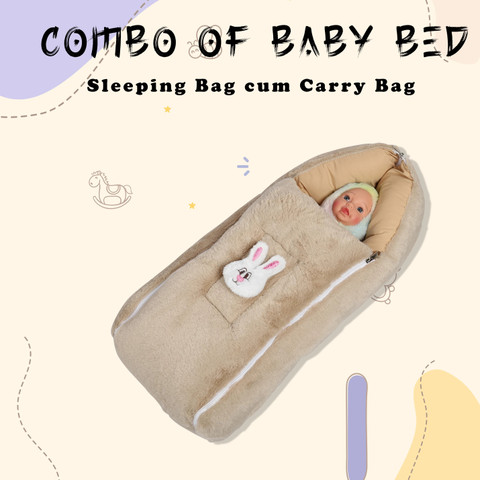 VoiDrop Velvet Baby Carry Bed for New Born Babies Infants 0-12 Months  in Sleeping Bag - Main Image