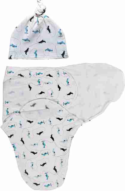 Mammachamp Swaddle Wrap Blanket with Matching Knot Cap for Newborn