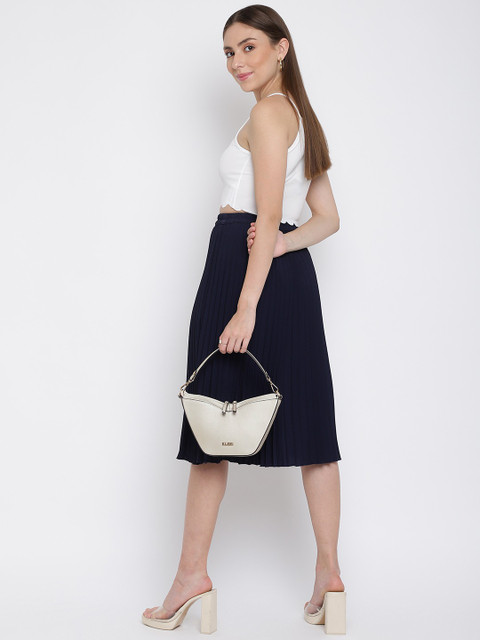 KLEIO Beige Hand-held Bag Structured V-Shaped Double Zipper