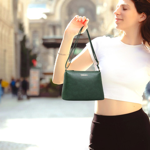 Women Marks Green Sling Bag DARK-GREEN-PLANE-POUCH DARK GREEN
