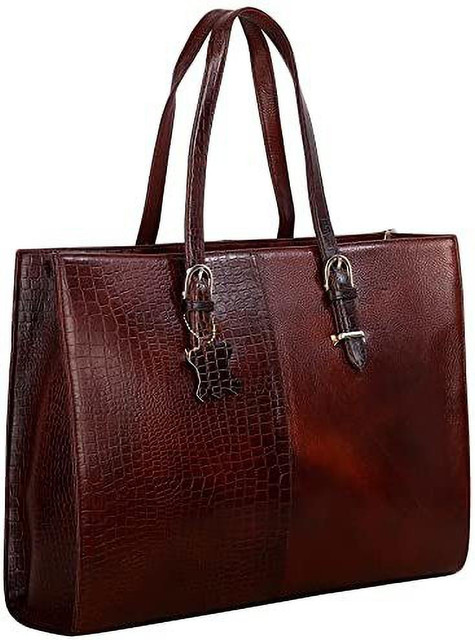 RICHSIGN LEATHER ACCESSORRIES Green Tote Natural Cro Leather