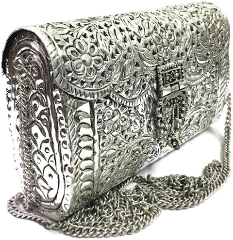 Shakuntla Handicraft Silver Clutch Style Brass Purse antique