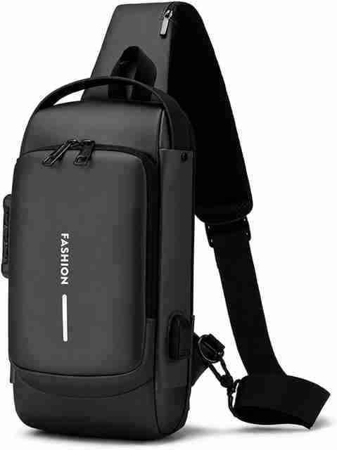 HappenWell Black Men Sling Bag Sling Bag For Men Shoulder Crossbody Bag Anti-Theft For Travel with USB Charging - Image 5