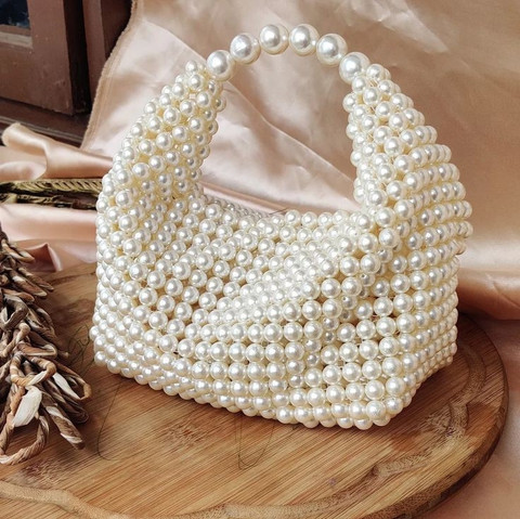 Life fashion White Clutch Pearl clutch bag, Pearl bag, Beaded clutch bag,  Bridesmaid bag, Bridal bag,