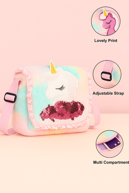 Cult Factory Maroon Sling Bag Cute Bags for Girls Rainbow Unicorn Kids Bag  for Girl Baby Girls Kids Side Bag