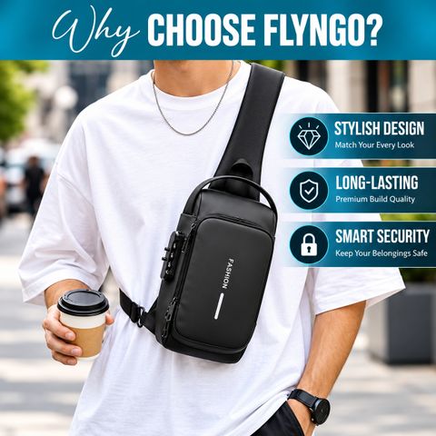 HappenWell Black Men Sling Bag Sling Bag For Men Shoulder Crossbody Bag Anti-Theft For Travel with USB Charging - Image 6
