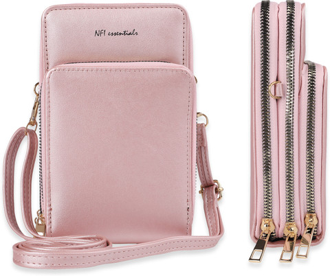 NFI essentials Pink Sling Bag Girls Women's Multipocket Wallet Purse for  Mobile Cell Phone Holder, Wallet Hand Purse Clutch Crossbody Sling Bag