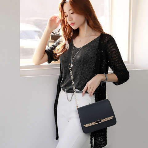 SPOTIC Black Sling Bag Casual Fancy Unique Trending Classy Chain