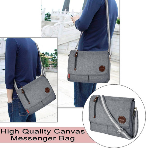 STORITE Grey Sling Bag Canvas Sling Cross Body Travel Office - Main Image