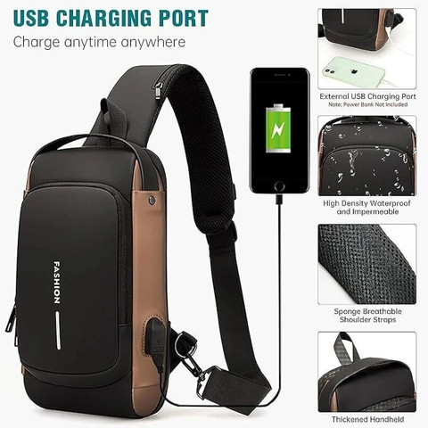 Kidziit Multicolor Sling Bag Cross Anti Theft Waterproof Brown