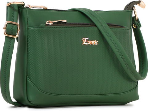 Exotic Green, Gold Sling Bag colour Sling bag