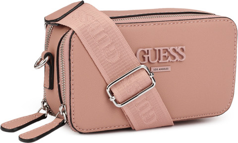 GUESS Beige Sling Bag LEWISTOWN DOUBLE ZIP CROSSBODY
