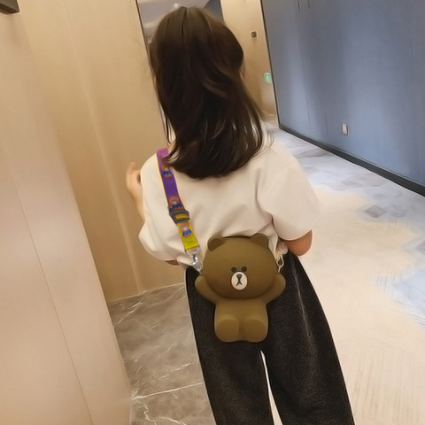 Komto Brown Shoulder Bag Bear Bag Womens Autumn and Winter