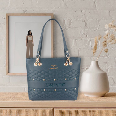 EMPIRE Blue Tote Girl's women's vegan leather ocean side handbags