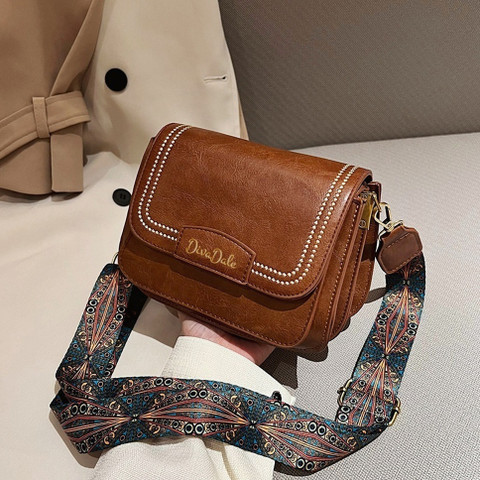 Diva Dale Brown Sling Bag Stylish Trendy Multi-Pockets Wide Strap Casual  Travel