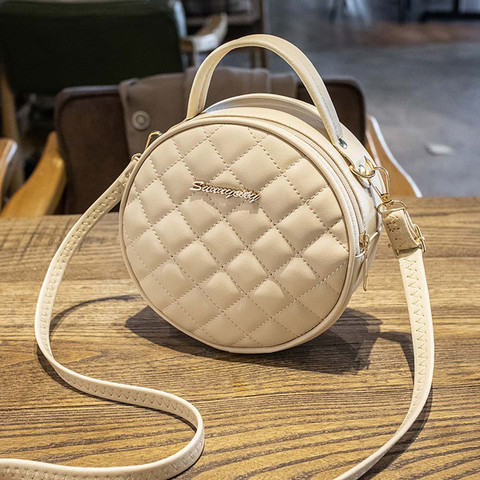 SYGA Beige Sling Bag Women's Retro Small Round Bag Women's One