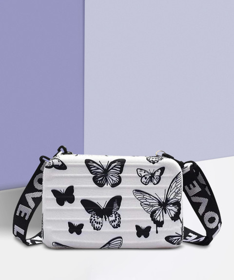 LS ENTERPRISES White Shoulder Bag Butterfly Sling Box Bag For