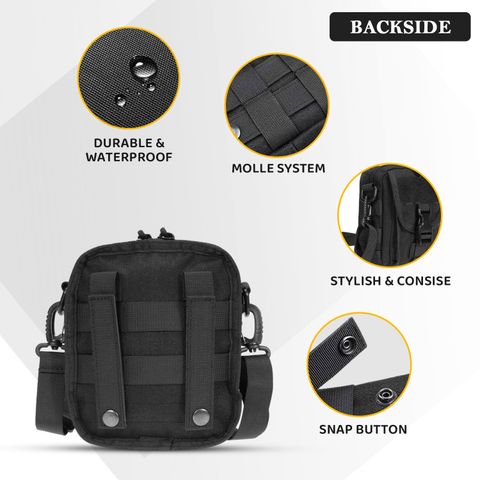 CarryTrip Black Sling Bag Unisex Multipurpose Tactical Bag Hiking Utility  Belt Bag Molle Pouch Black Color