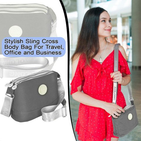 STORITE Grey Sling Bag Women's Small Nylon Lightweight Crossbody