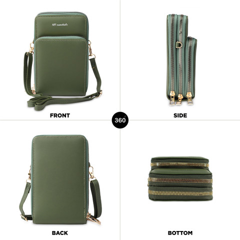 NFI essentials Pink, Green Sling Bag Girls Women's Multipocket Wallet Purse  for Mobile Cell Phone Holder, Wallet Hand Purse Clutch Crossbody Sling Bag