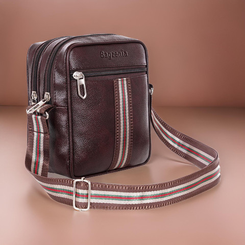 Bagzenia Brown Sling Bag Cross Body Travel/Office One Side