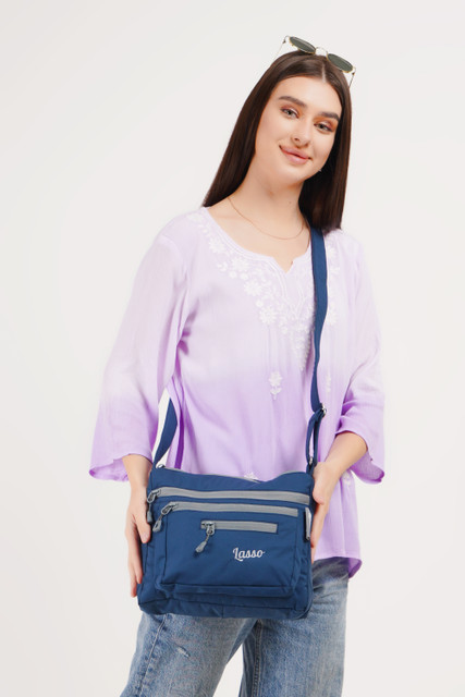 Lasso Blue, Grey Sling Bag Lightweight Crossbody Sling Bag For
