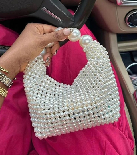 Life fashion White Clutch Pearl clutch bag, Pearl bag, Beaded clutch bag,  Bridesmaid bag, Bridal bag,