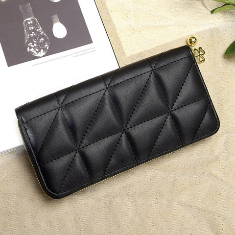 SYGA Black Clutch Diamond Wallet Women's Long Style Large Capacity