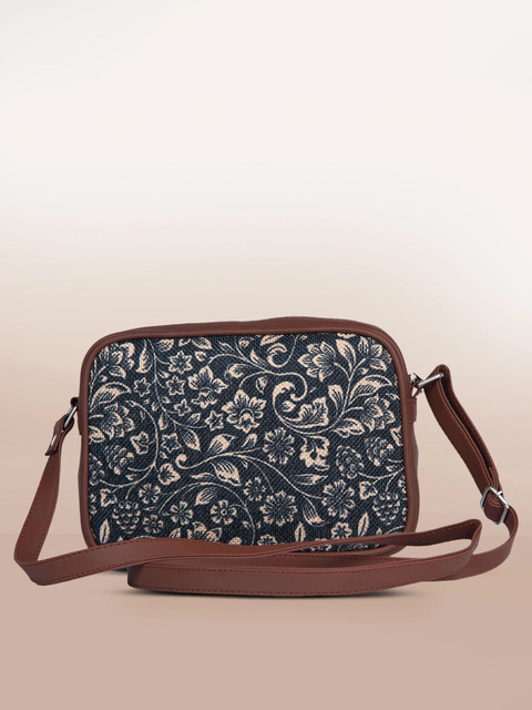 ZOUK Multicolor Sling Bag FloMotif Printed Black,Brown Price in
