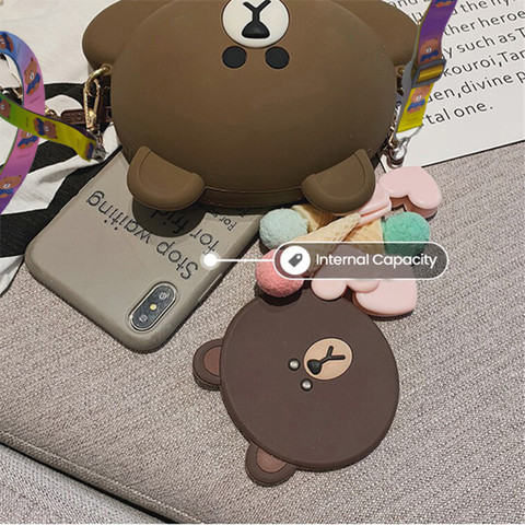 Komto Brown Shoulder Bag Bear Bag Womens Autumn and Winter