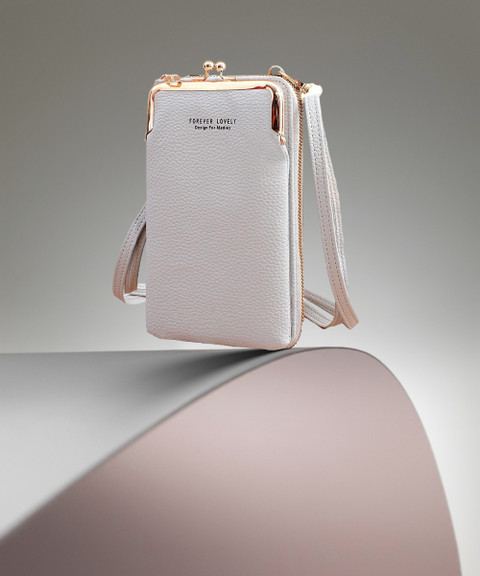 SYGA Grey Sling Bag Leather Purse Mini Shoulder Bag with Strap Card Slots  (Grey, Forever Lovely)