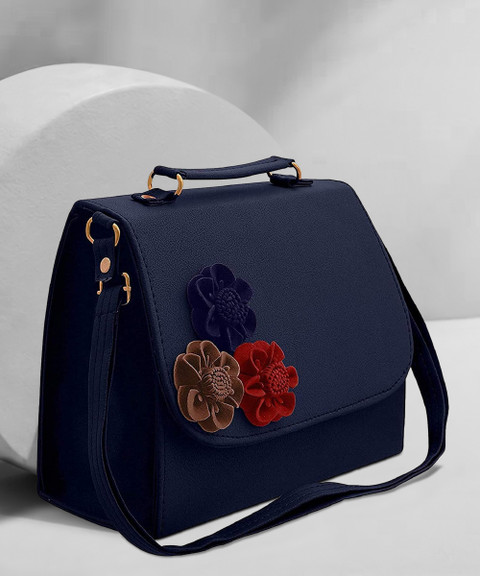 Smartgallery Blue Hand-held Bag With Stylish flower design for Girls and  Womens