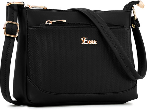 Exotic Black Sling Bag Pop colour Sling bag Black Price in India