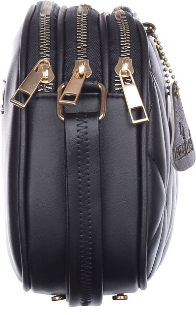 Leather Land Black, Gold Sling Bag 3 ZIPPER Coal Black - Price in