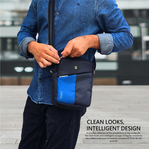 Elmira Black, Blue Sling Bag Mini Sling Bag Small Side Travel Crossbody  Office Passport Messenger Bag