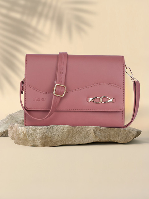 Reshu Pink Sling Bag Cross-Body With Adjustable Shoulder Strap pockets