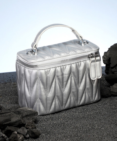 Haute Sauce Silver Sling Bag Women's Quilted Box Bucket Bag