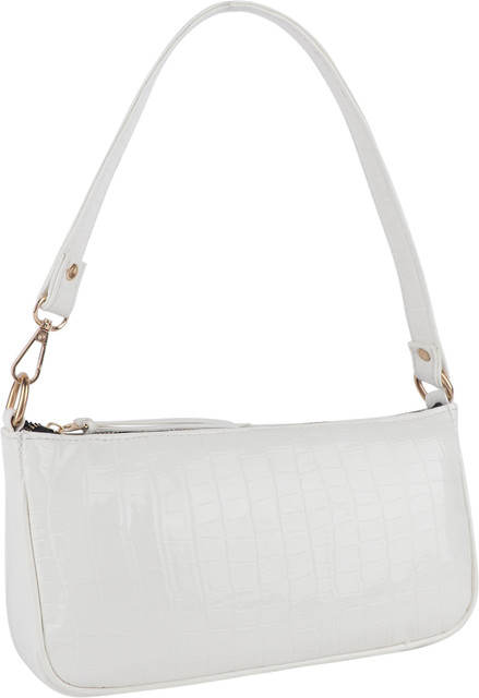 LEKHX White Shoulder Bag Baguette Bags Black Price in India