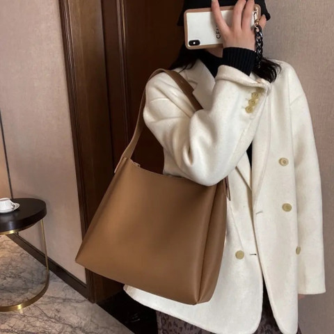 AL Amazing Brown Tote Women Tote Bag Faux Leather Handbags Casual Ladies  Shoulder Bags for Shopping|