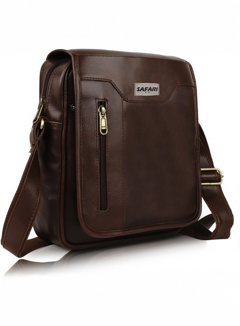 Safari go Brown Sling Bag Vegan Leather for men Brown Price in