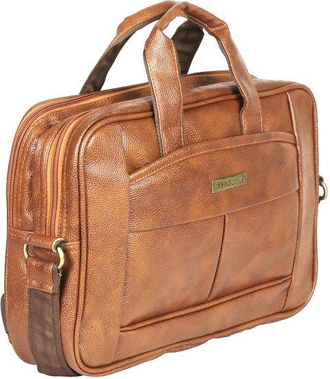 HANDCUFFS Brown Sling Bag Brown Colour Leather Office Laptop Bag