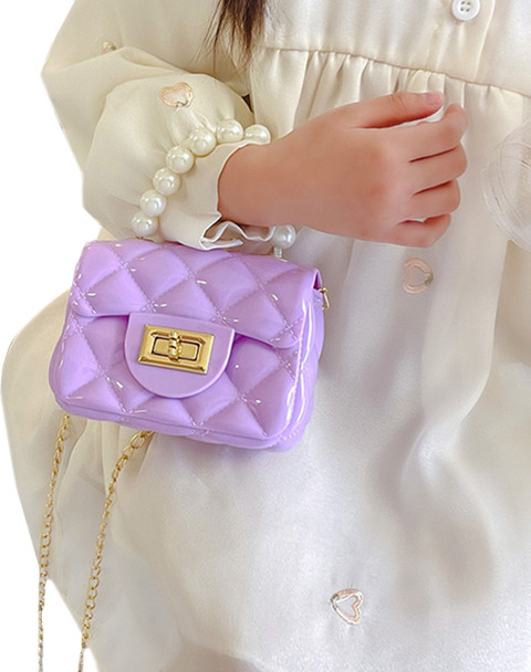 BABYMOON Purple Sling Bag Kids Jelly Sling Purse Fashion Handbag