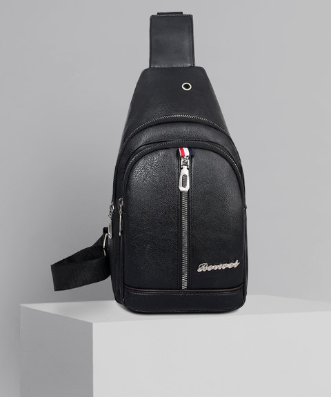 WXR Black Shoulder Bag Trendy Stylish Small Cross-Body Sling Chest