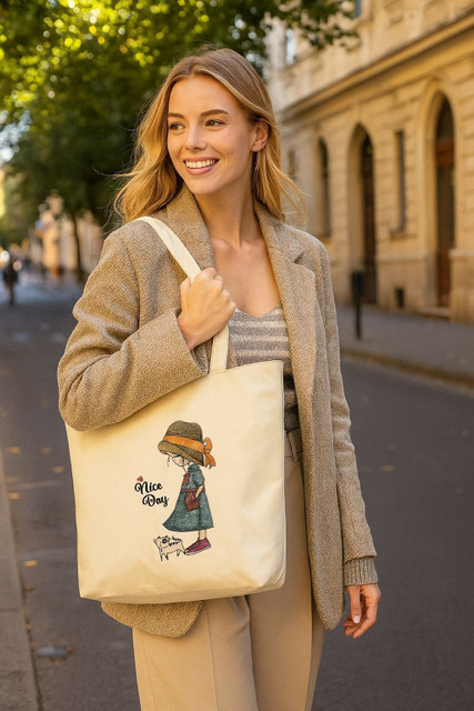 HSR White Tote Tote Bags For Women Girls Canvas Handbag Zipper