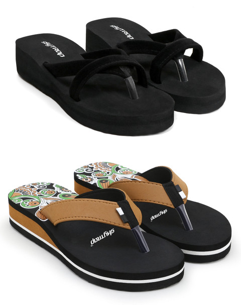 Skytrap Women Stylish Comfortable and Trending Cross Strap Flip Flop Combo  of Slippers