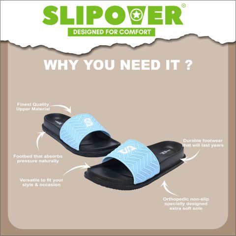 slipover Soft Trending Comfortable Chappal Lightweight Casual Slippers for Daily Wear Men Slides (Black, Blue , 9) - Image 8