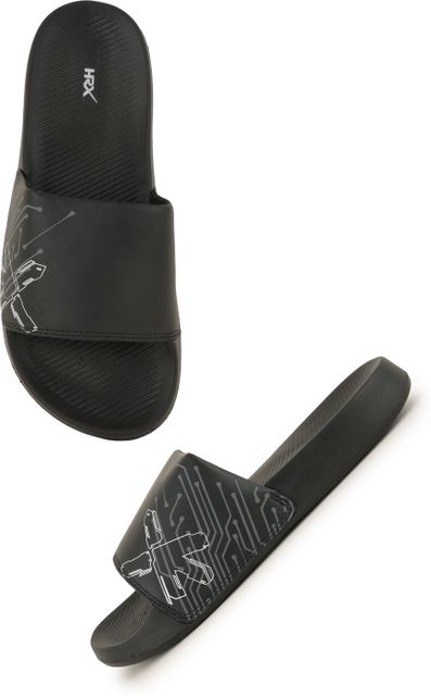 HRX by Hrithik Roshan Unisex Slides (Black , 10) - Image 8